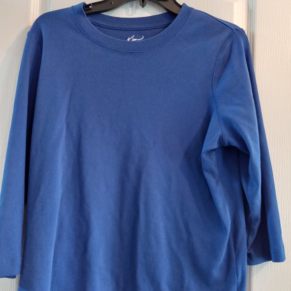 Kim Rogers XL Royal Blue 3/4 Length Sleeve Shirt